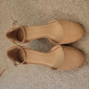 Nude buckle strap heels